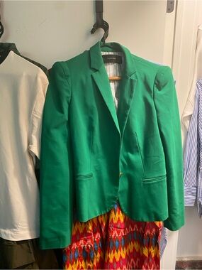 Zara Bright Green Single-Button Women's Blazer